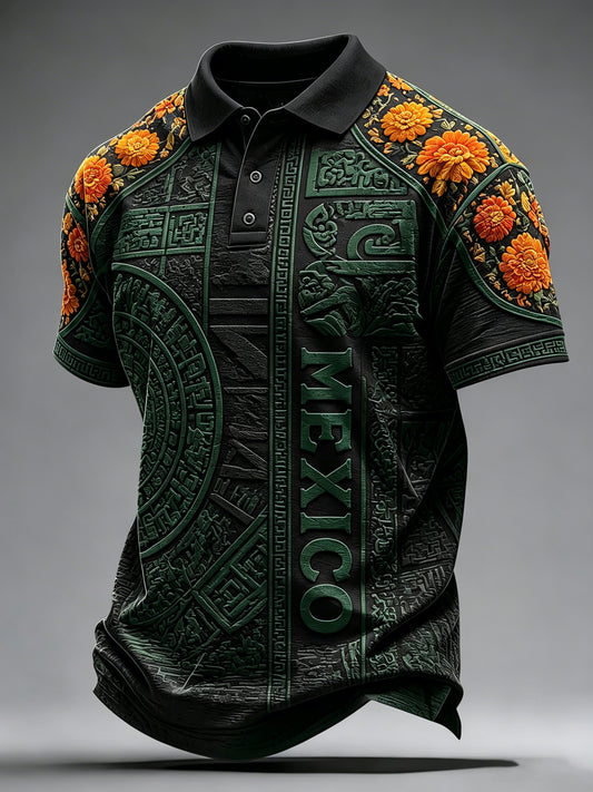 Men's Mexican Football Match Art Print Polo
