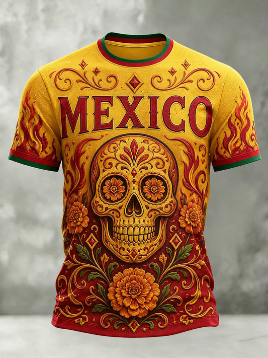 Men's Mexico Football Match Cheering Art Print T-Shirt