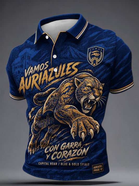 Men's Vamos Auriazules Mexico Football Lover Printed Casual Tops