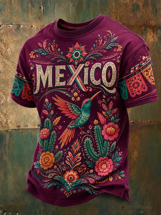 Men's Mexican Football Match Aztec Totem Art Print T-Shirt