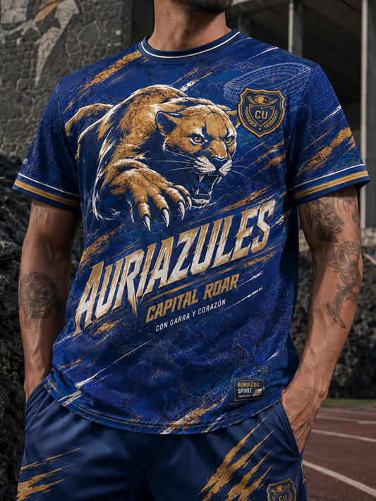 Men's Vamos Auriazules Mexico Football Lover Printed T-shirt