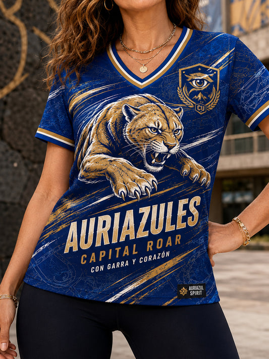 Women's Vamos Auriazules Mexico Football Lover Printed T-Shirt