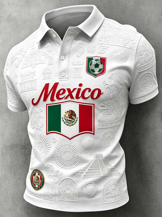 Men's Mexican Football League Printed Polo Shirt