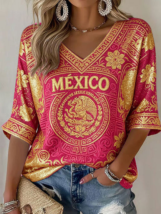 Women's Mexico Football Lover Printed Tops