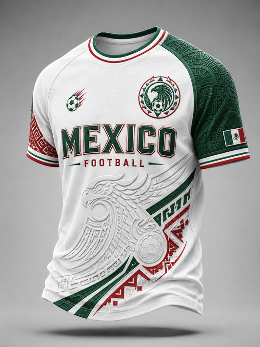 Men's Football-Themed Printed Casual Raglan Sleeve T-Shirt