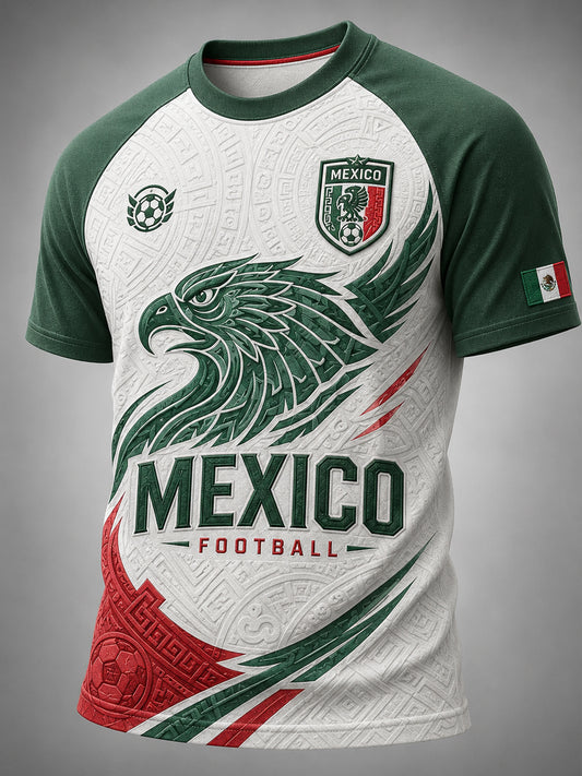 Men's Football-Themed Printed Casual Raglan Sleeve T-Shirt
