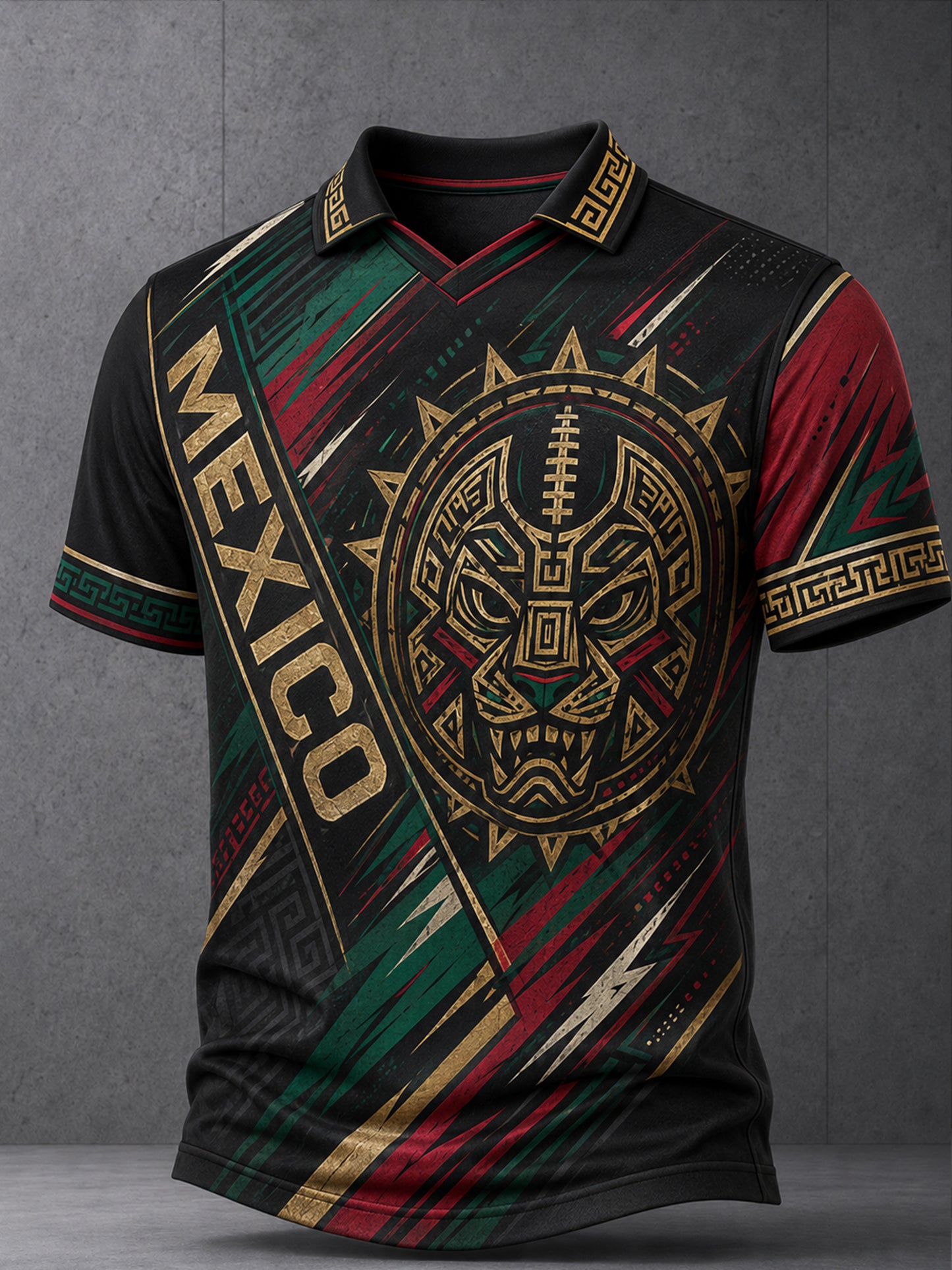 Men's Mexican Football Match Cheering Art Print V-Neck Top