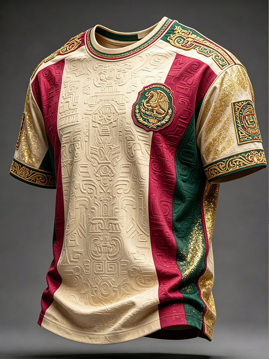 Men's Mexico Football Lover Art Printed T-shirt