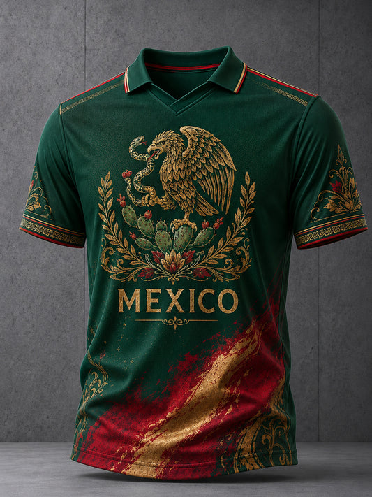 Men's Mexican Football Match Cheering Art Print V-Neck Top