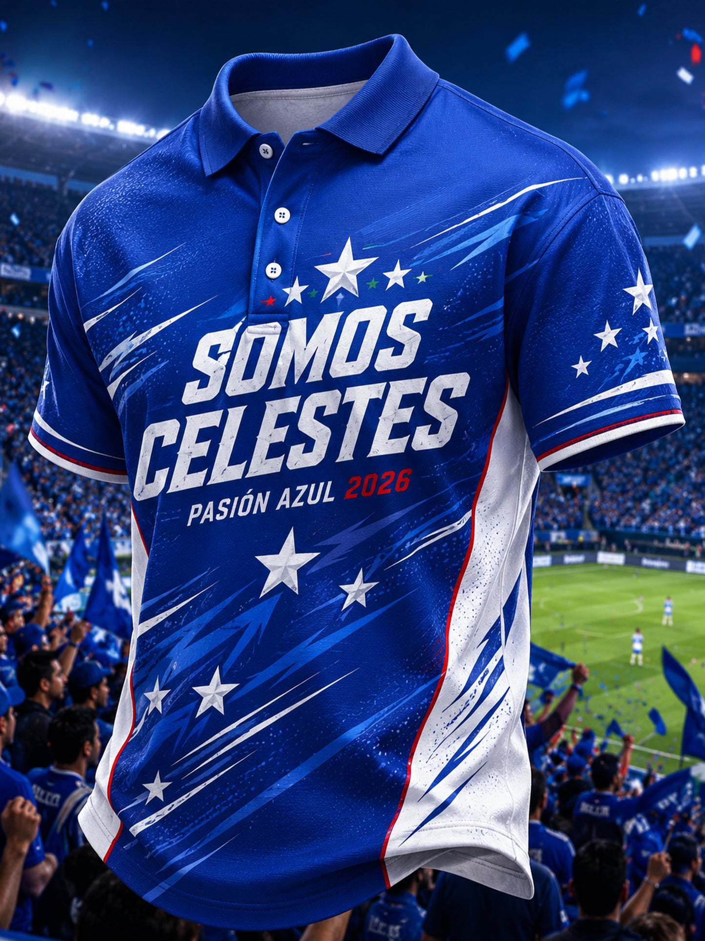 Men's Cruz Azul Football Fan Art Print Polo Shirt