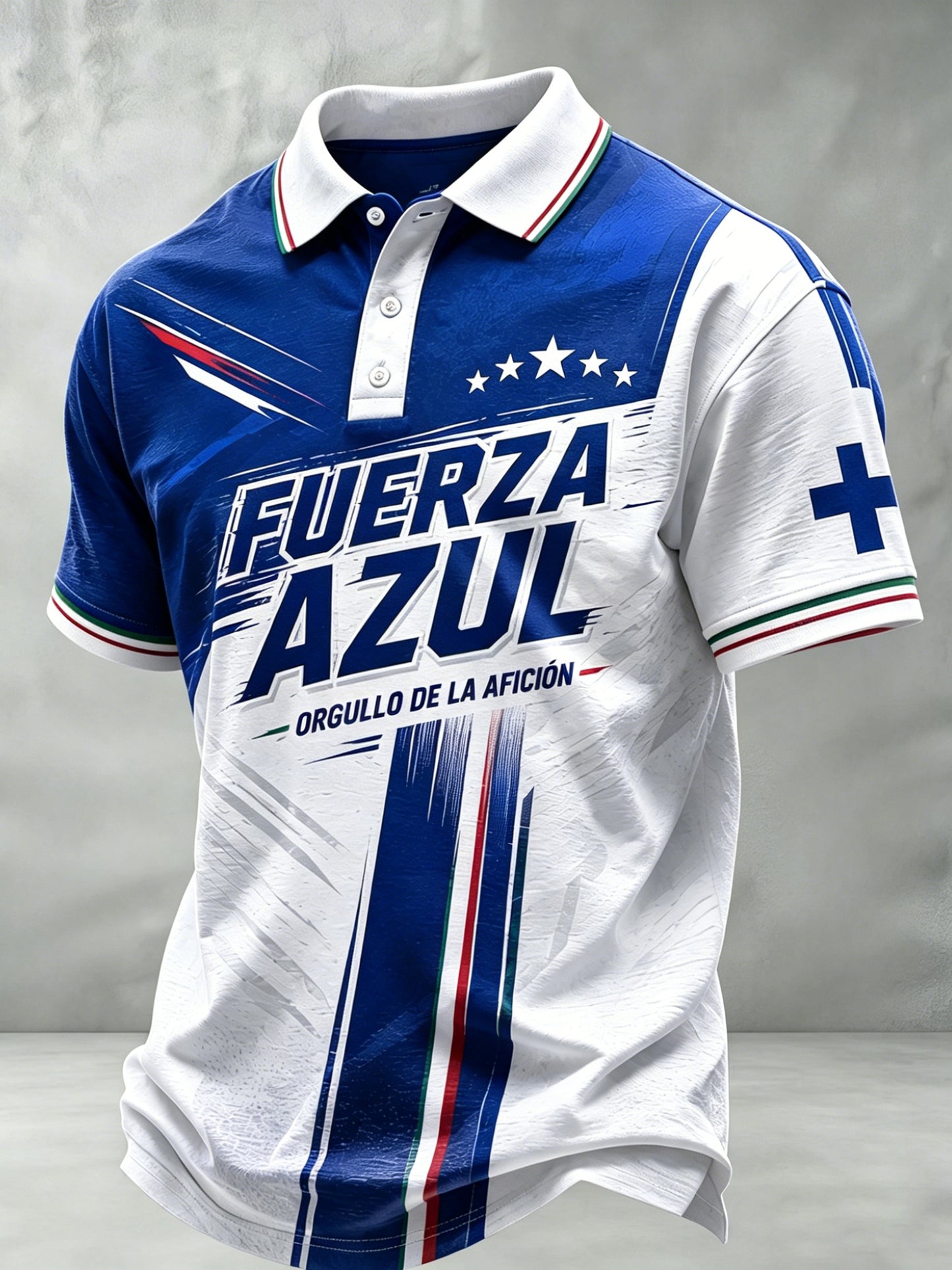Men's Cruz Azul Football Fan Art Print Polo Shirt