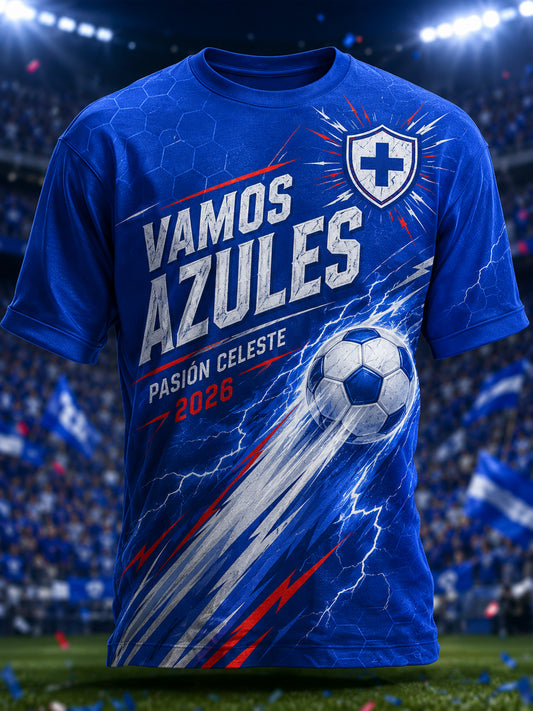 Men's Mexican Cruz Azul Football Fan Culture & Art Graphic T-Shirt