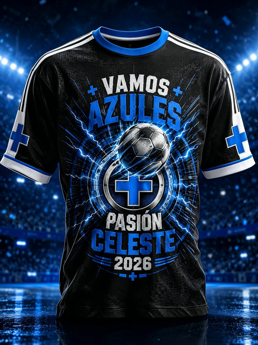 Men's Mexican Cruz Azul Football Fan Culture & Art Graphic T-Shirt