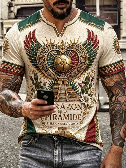 Men's Mexico Football Lover Art Printed T-shirt