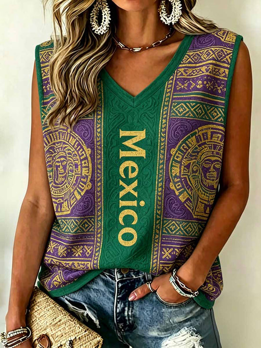 Women's Mexican Football Print Tank Top
