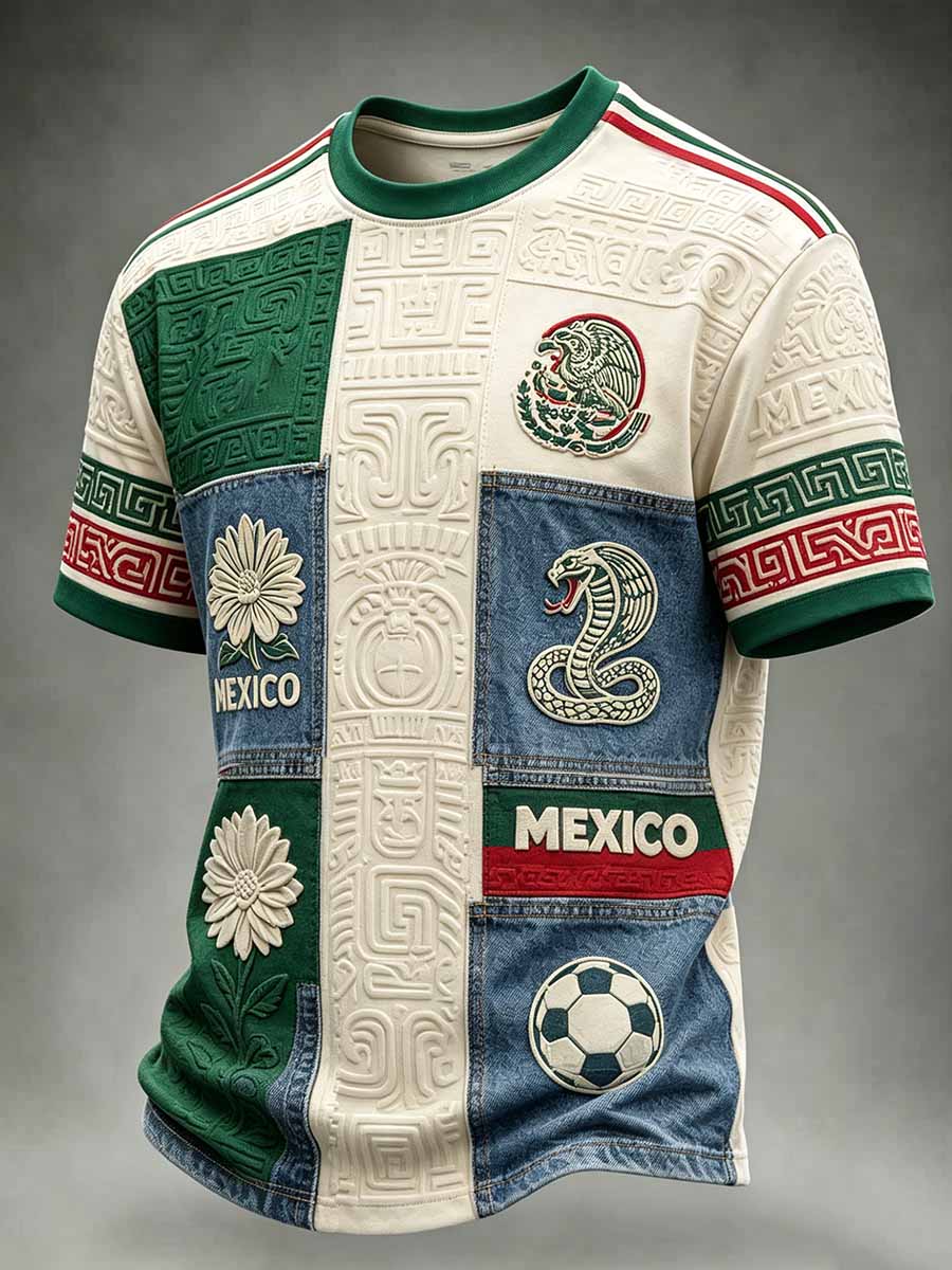 Men's Fashion Mexico Football Printed Casual T-Shirt