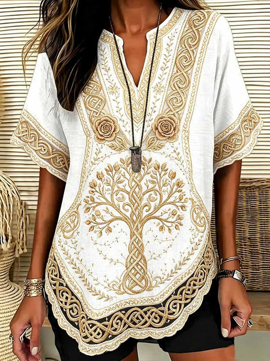 Women's Fashion Tree of Life Print T-Shirt