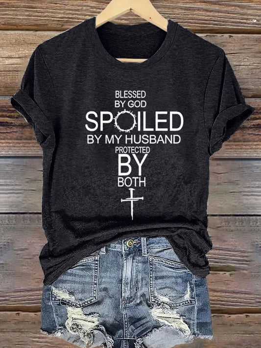 Women's Christian Cross Print Casual Tee