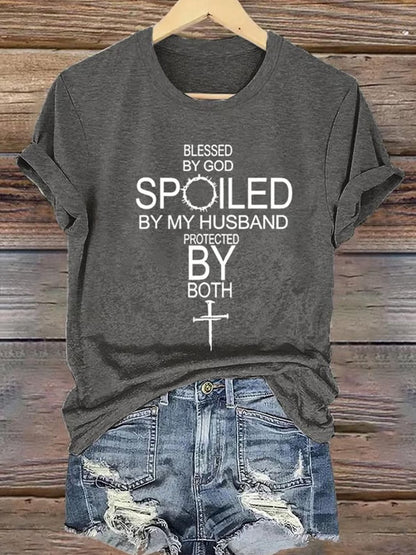 Women's Christian Cross Print Casual Tee