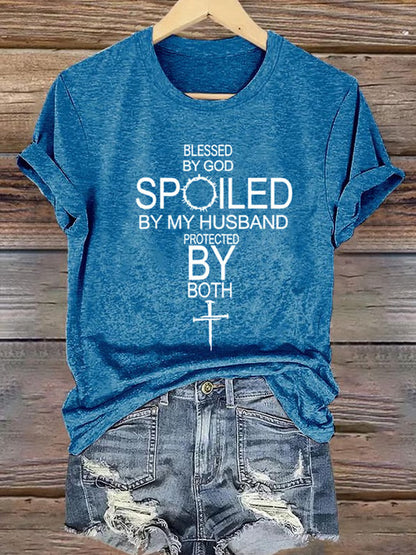 Women's Christian Cross Print Casual Tee