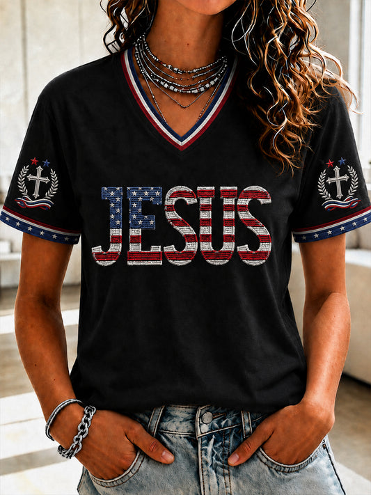 Women's ChristianJesus Cross Short Sleeve T-shirt