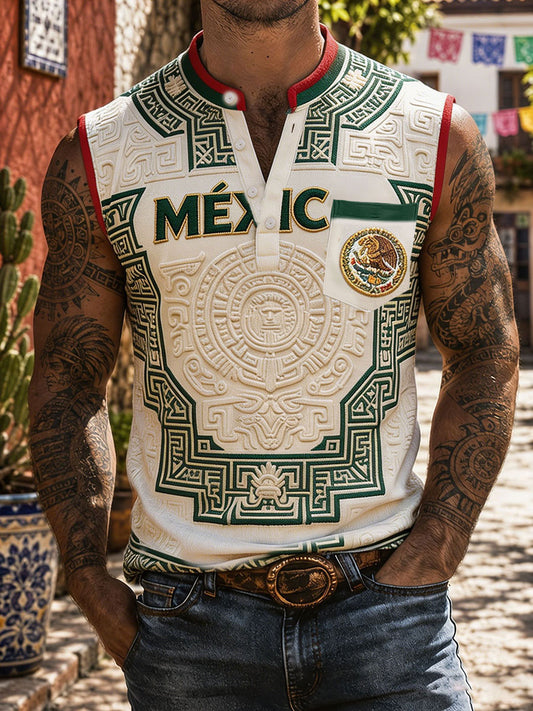 Men's Mexico Pride Art Printed Linen Tank Tops