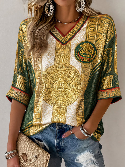 Mexican Art Football Enthusiast Art Print T-shirt