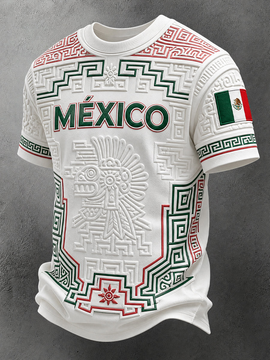Mexican Art Football Enthusiast Printed Casual Short-Sleeve T-Shirt