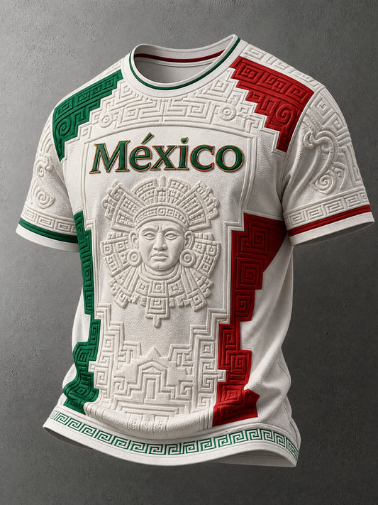 Mexican Art Football Enthusiast Printed Casual Short-Sleeve T-Shirt