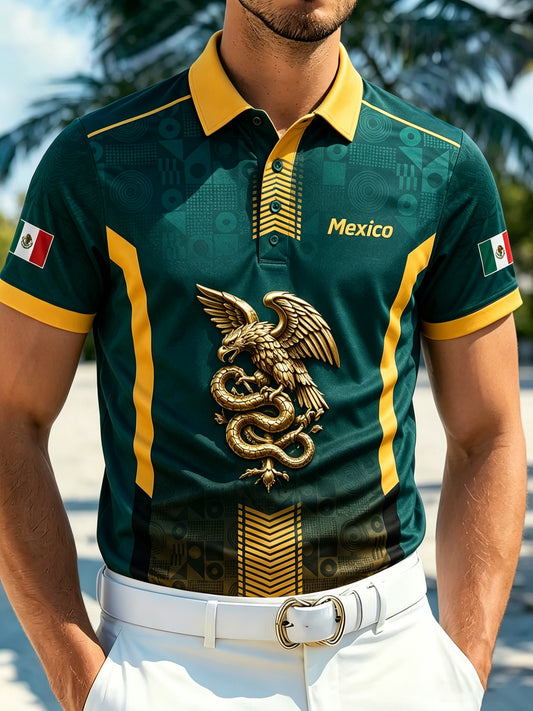 Men's Mexican Football Pizza Cheering Element Art Print Polo