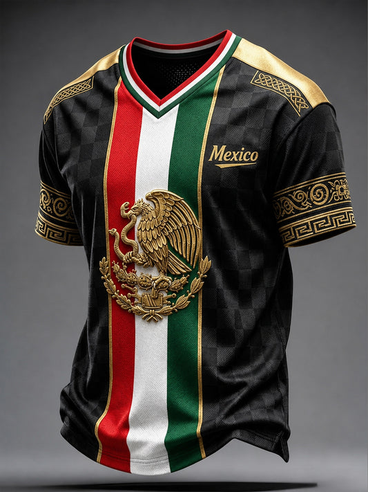 Men's Mexican Football Pizza Cheering Element Art Print T-Shirt