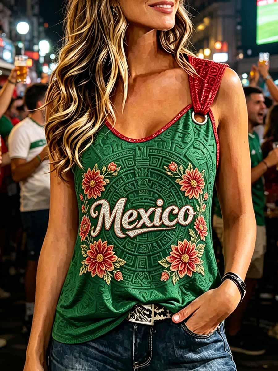 Women's Mexican Football Print Tank Top