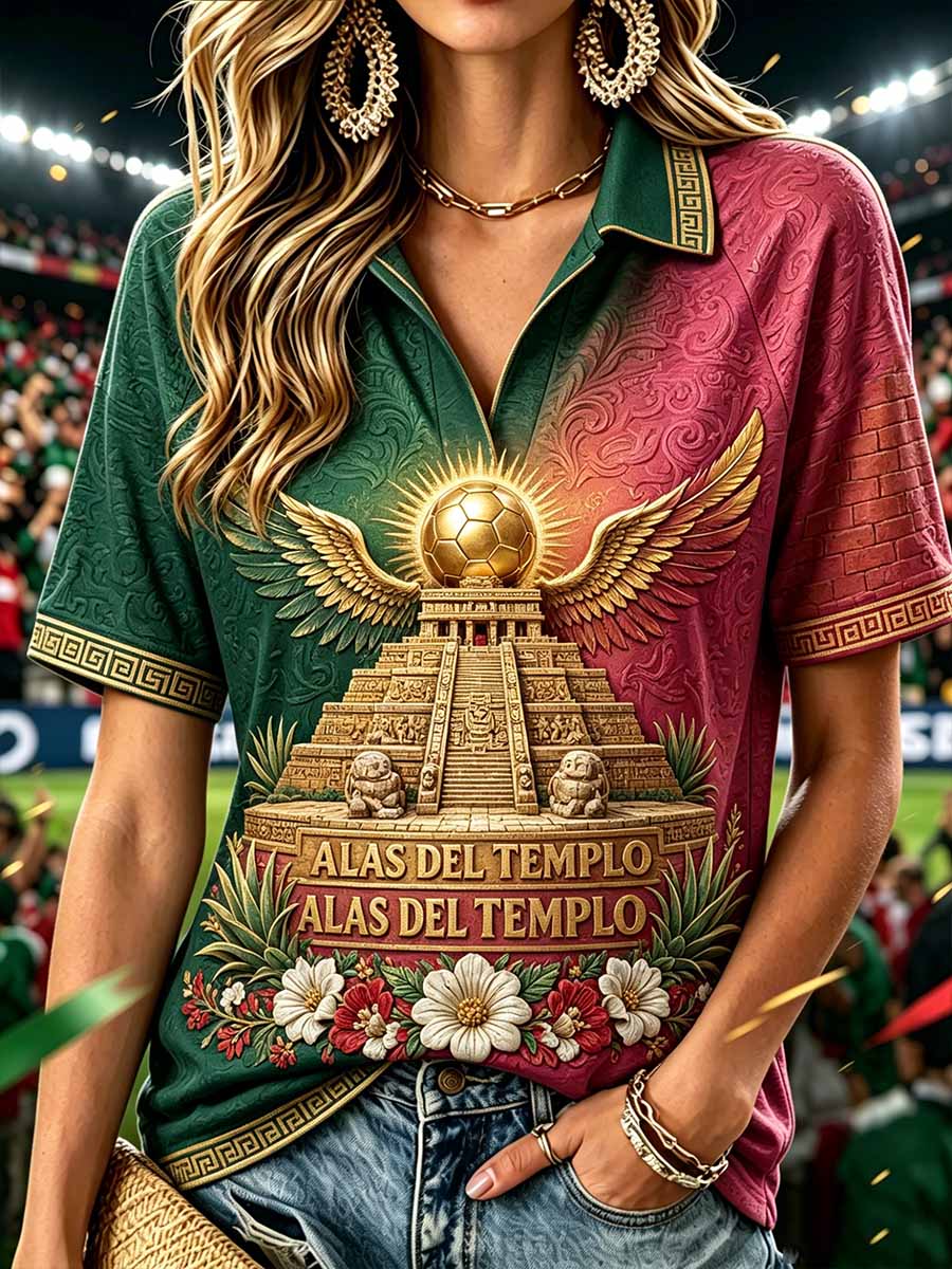 Women's Mexican Football Print T-Shirt