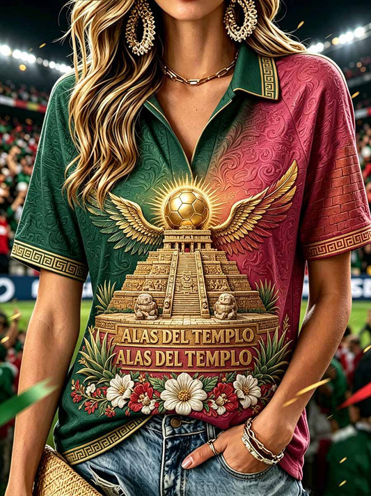 Women's Mexican Football Print T-Shirt