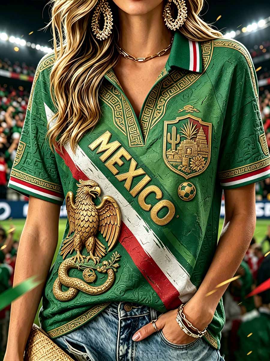 Women's Mexican Football Print T-Shirt
