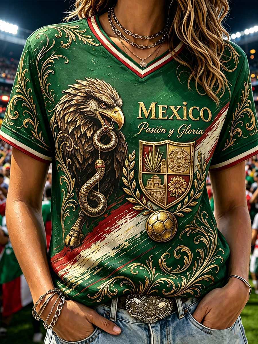 Women's Mexican Football Print T-Shirt