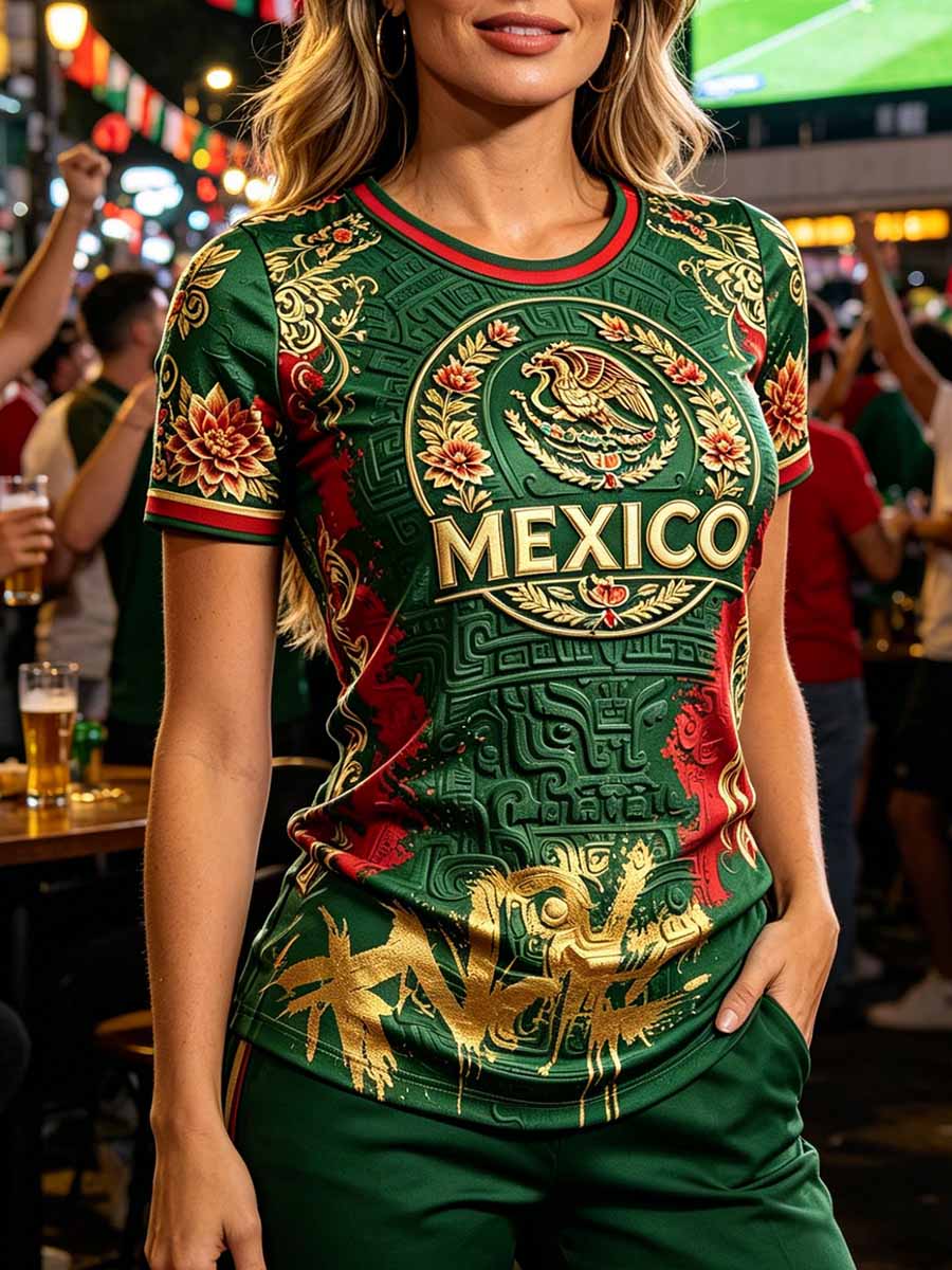 Women's Mexican Football Print T-Shirt