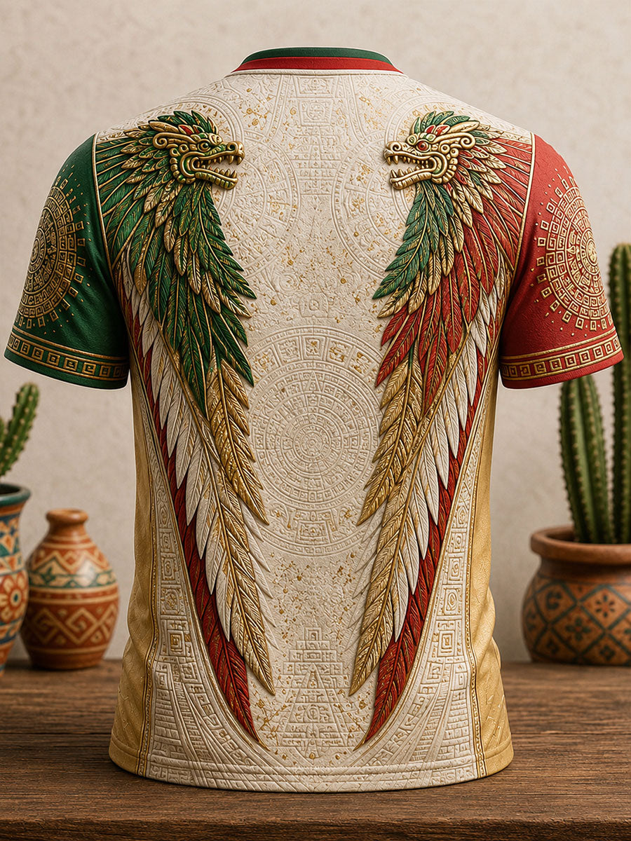 Men's Mexico Pride Art Printed V-neck T-shirt