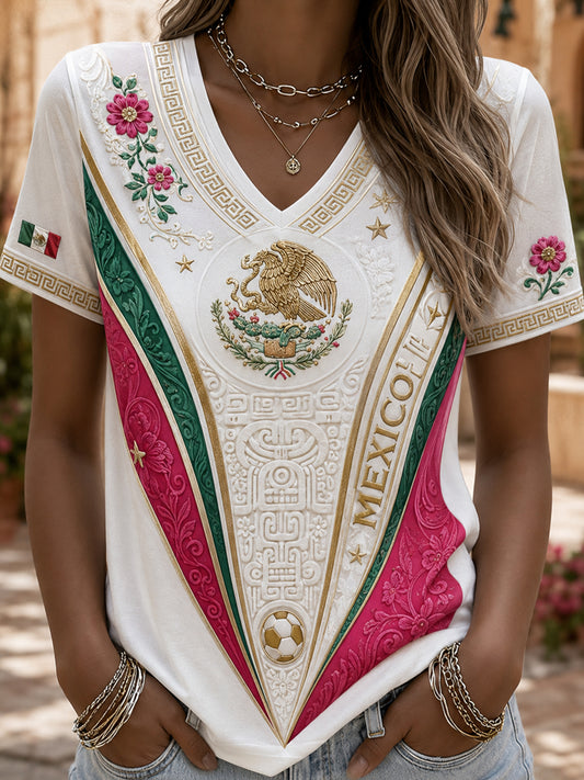 Women's Mexican Football Match Cheering Art Print T-Shirt