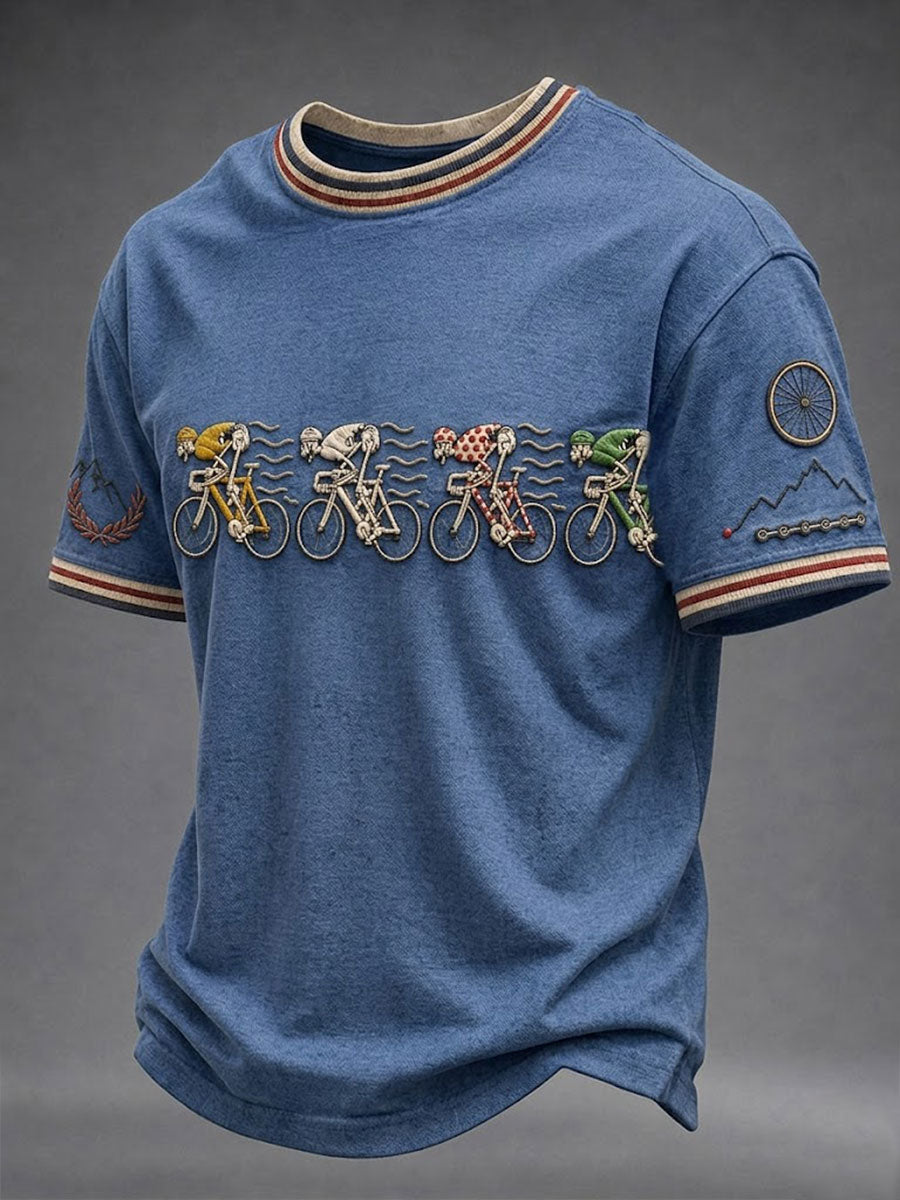 Men's Skeleton Bicycle Short Sleeves T-shirt