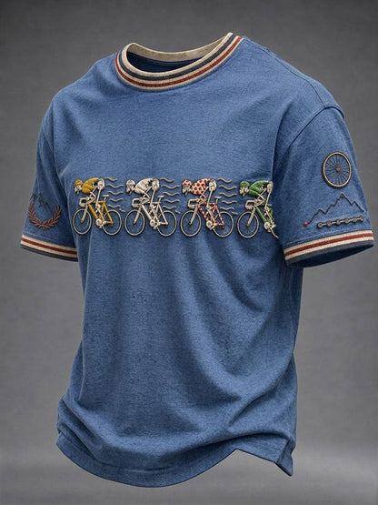 Men's Skeleton Bicycle Short Sleeves T-shirt