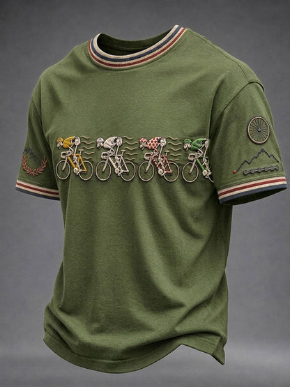 Men's Skeleton Bicycle Short Sleeves T-shirt