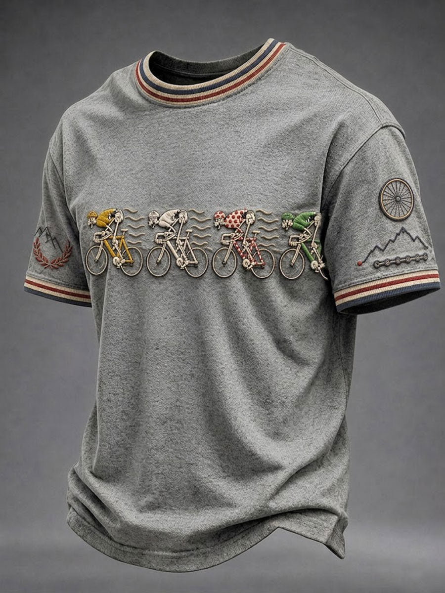 Men's Skeleton Bicycle Short Sleeves T-shirt