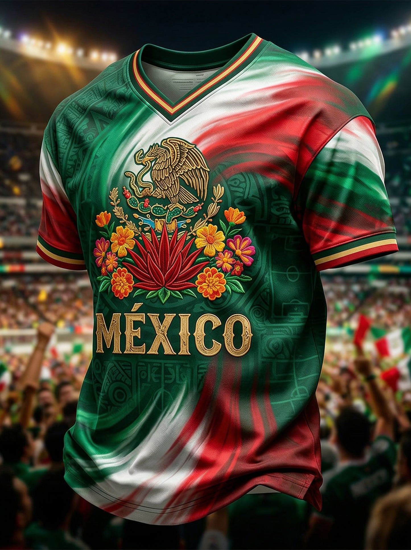 Men's Mexican Football Fan Casual Printed T-shirt