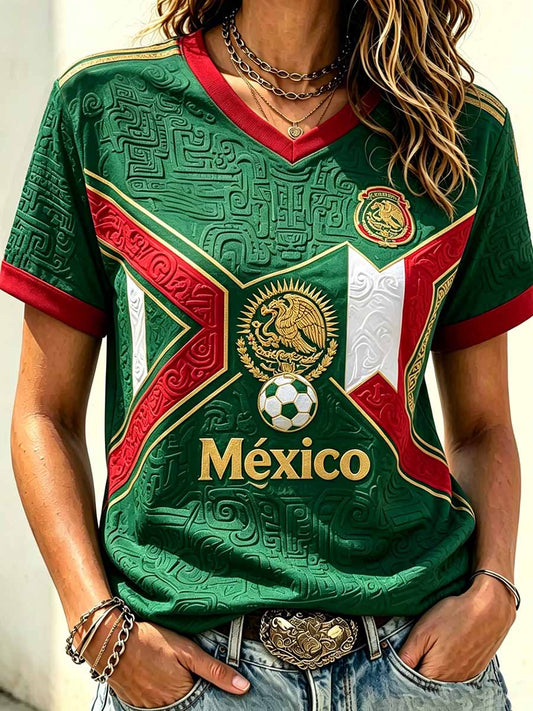 Women’s Mexico Football Souvenir Printed T-Shirt