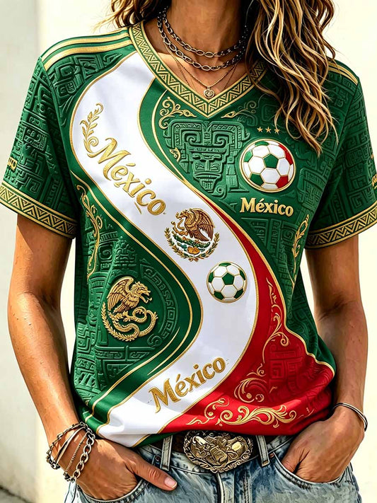 Women’s Mexico Football Souvenir Printed T-Shirt