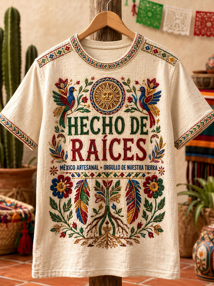 Women's Mexico Pride Art Printed Linen T-shirt