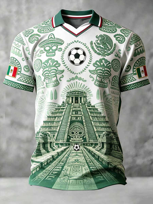 Men's Mexican Football Print Commemorative Polo Shirt