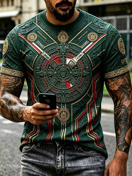 Men's Mexican Football Print Commemorative T-Shirt