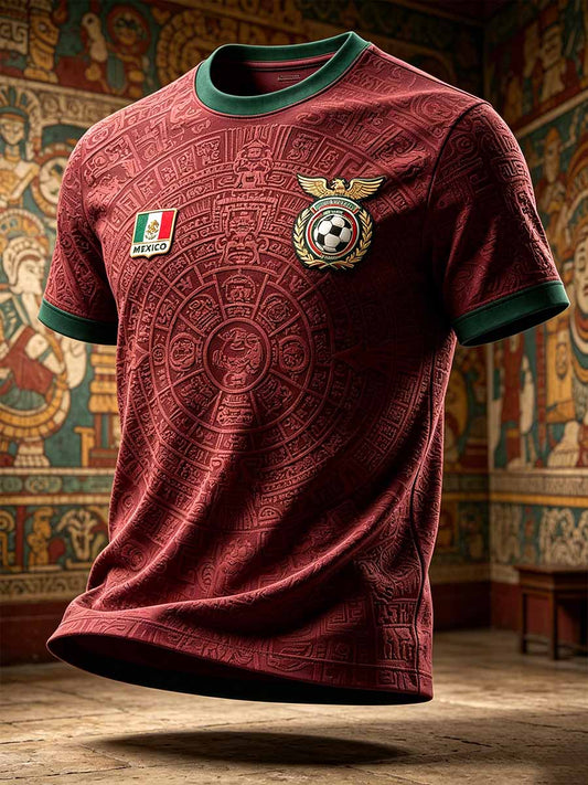 Men's Mexican Football Print Commemorative T-Shirt